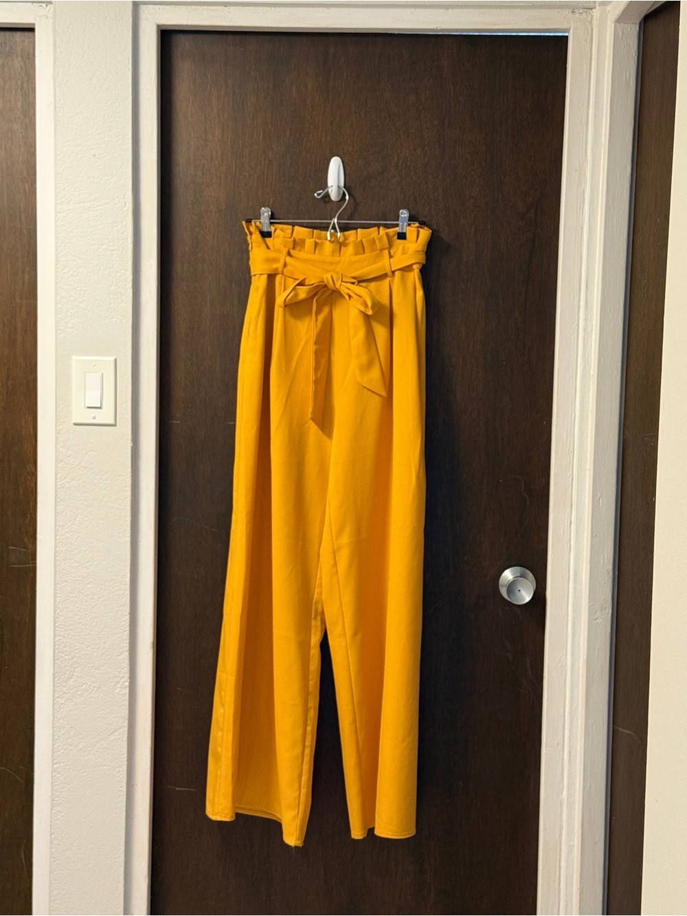 SHEIN Mustard Yellow Paperbag Waist Wide Leg Pants | Size M | NWOT